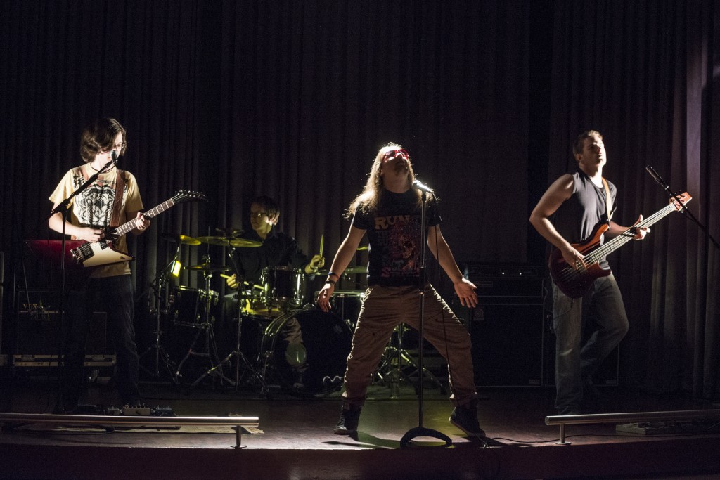 Captain Horizon on stage during the Shadows and Vampires video shoot